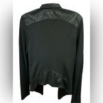 CAbi  #527 Owens Waterfall Drape Faux Leather Jacket Black Womens M Office Career Photo 2