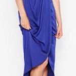 EXPRESS NWT  cocktail Faux Wrap Satin blue Midi Dress - Size XS Photo 0