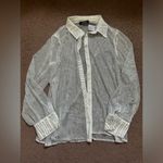 Akira  sheer embellished diamanté chiffon white button down Photo 1