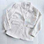 Good American  Luxe Suiting Boyfriend Blazer Ivory White Photo 7