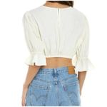 We Wore What Women’s Cropped Poplin Top Ivory Puff Bell Sleeves Size Medium NWOT Photo 12