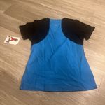 Wonder Wink FFX Scrub Top Women's M Blue 2-tone Black V-neck Stretchy Medical Photo 2