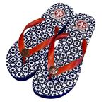 Tory Burch Wedge Flip Flops Blue Red/Orange Size 9.5 EUC Photo 1