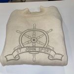 Vintage 80’s St. John santana knit creamy mock neck sweater nautical bling Silver Size L Photo 11