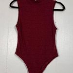 Free People Intimately  Burgundy Wine Cherry Mock Neck Lace Bodysuit XS Photo 0