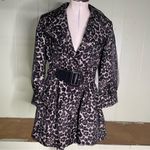 Clara SunWoo Leopard Cheetah‎ Belted Cropped Trench Coat Size Medium Brown Photo 1
