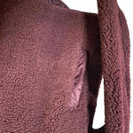 Athleta Women Maroon Snap Button Zip Pockets Sherpa Sweatshirt Jacket Size XS Photo 2