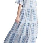 WARM Latitude Blue & White Short Sleeves Tie at Waist Flowy Maxi Dress Size M Size M Photo 0