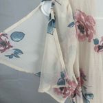 Sheer Maxi Floral Wrap Belted Dress Short Slit Sleeves Large Flowy Cottagecore Photo 4