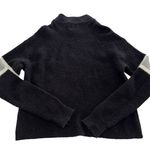John + Jenn  Sweaters Womens Small Black Stripe Sleeve Mock Neck‎ Oversized Knit Photo 1