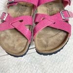 Birkenstock Birkis Pink Embossed Criss Cross Sandal Slides Women Size EU 36/US 5 Photo 3