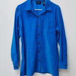Liz Claiborne crazy horse blue velvet shaket shirt button up royal blue Medium Photo 1