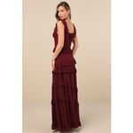 Lulus NWT  Compelling Romantic Burgundy Ruffled Tiered Maxi Dress Gala Banquet S Photo 2