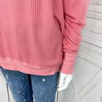 Free People  Santa‎ Clara Thermal Oversized Shirt Coral Pink Orange Medium Photo 7