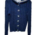Aeropostale Y2K Sweater L Cable Chunky Knit Button Cardigan Blue Hood Bella Swan Photo 0