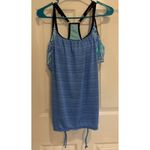 ZeroXposur Swim Tank Top Shelf Bra Floral Blue Striped Swimwear Medium Photo 2