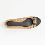 Tory Burch 6 Carlyle Woven Leather Ballerinas Ballet Flats Black Tan Logo Bow Photo 10