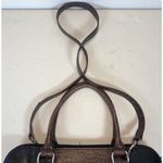 Giani Bernini  Brown Croc Embossed Black Faux Leather Satchel Handbag Purse Photo 2