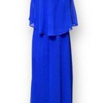 City Triangles  L Blue Chiffon Maxi Dress Strapless Cocktail Wedding Guest Party Photo 1