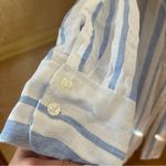 H&M LONG LINEN STRIPED SHIRT DRESS BUTTON DOWN BLUE WHITE LONG SLEEVES SZ LARGE Photo 6