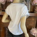 VINTAGE 1980'S WHITE WITH GRAY ACCENTS CAP SLEEVE KNIT TEE SHIRT (S) Photo 6