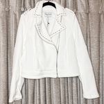 Cupcakes and Cashmere NWT  White Studded Asymmetrical Zip Bomber Jacket Size Medium Photo 0