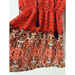 Gianni Bini NWT  Fire Orange Boho Western Tasseled Puff Sleeve Mini Dress Large Photo 4