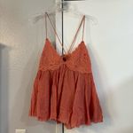 Free People Birds in the Sky Tank Top Bobo Babydoll Coral Pink Shoulder Tie L Photo 7