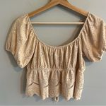 Urban Romantics  Womens Eyelet Milkmaid Top Size M Cropped Puffed Sleeve Cottage Photo 2
