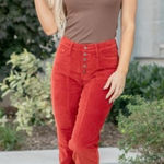 Judy Blue NWT Womens High Waist Ankle Straight Corduroy Jeans Rust Size 16W Photo 0