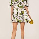 Maje  Rafleur Green Floral Puff Sleeve 70s Mini Dress Size L Photo 0