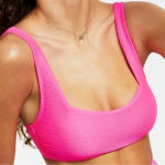 New Salt + Cove Juniors Variegated Ribbed Bikini Top Bright Pink Size Medium Photo 0