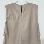 ZARA  Women’s Cream Faux Leather Dress Padded Shoulders Size S Photo 9