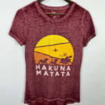 Disney Lion King Hakuna Matata T-Shirt Women M Red Burnout Graphic Tee Retro 90s Photo 0
