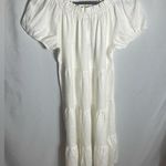 Saks 5th Avenue Saks Fifth Avenue White Linen Puff Sleeve Tiered Midi Dress XL NWT Photo 0