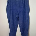 Eileen Fisher 100% Linen Crop Blue Wide Leg Pants Side Zip Lagenlook Sz Petite L Photo 0