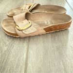 Birkenstock  Women's Cream Mules with Gold Buckle Photo 9