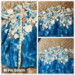 Anthropologie  Meadow Rue Floral Watercolor Linen Top Scarf Hem Blue Orange S Photo 9