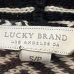 Lucky Brand  Women's Aztec Intarsia Knit Open Front Drape Cardigan Black Gray S Photo 2