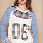 POL  Plaid Patchwork Long Sleeve Top Photo 0