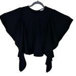 Leith Black Short Batwing Sleeve Round Neck Stretchy Blouse Size S Photo 0