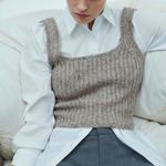 Mango Ribbed Strap Top Sweater NWT Grey XL Photo 6