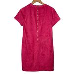 Julie Brown Suede Short Sleeve Triangle Cut Out Sheath Dress Pink Gold Medium Photo 1