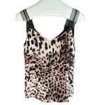 Lavender Brown  cheetah print lace shoulder top Photo 4