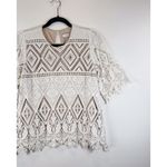Hunter Bell Womens Top White Crochet Lace Overlay 3/4 Sleeve Blouse Size 4 Photo 6