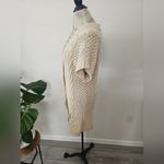 525 America  Cable Knit Cardigan Long Cream Short Sleeve Long Sweater M Photo 1