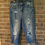 Judy Blue Capri Length Cropped Distressed Blue Jeans Photo 0