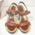 Salvatore Ferragamo  Size 7C Brown Leather Wedge Strappy Sandal NEW Photo 2