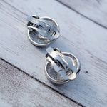 Vintage Clip On Earrings Faux Pearl with Fancy Silver Tone Halo Photo 3