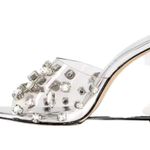 Good American silver  jeweled wedge heel | glass slipper | slip on Photo 5